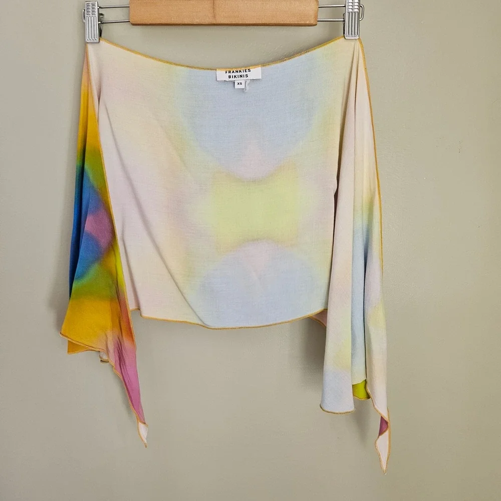 Frankies‎ Bikinis Paraiso Wrap Sarong Sz XS Serotonin Rainbow Tie Dye Cover Up